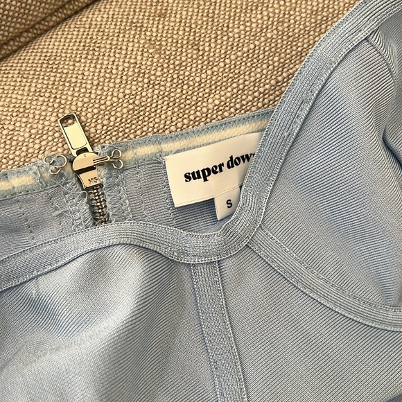 Superdown Revolve Ari Bandeau Bandage Skirt Set in Baby Blue Size Small - Picture 4 of 7
